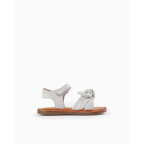 Sandales blanches en cuir pour bebe fille CEREMONIE