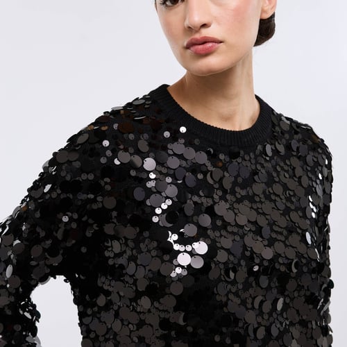 Pull Kaporal Noir à Paillettes - Taille L - 100% Coton - Occasion Très Bon état