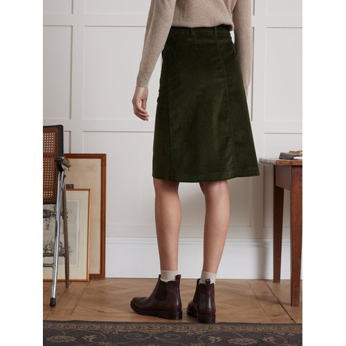 Jupe boutonnee velours cotele vert Cyrillus La Redoute