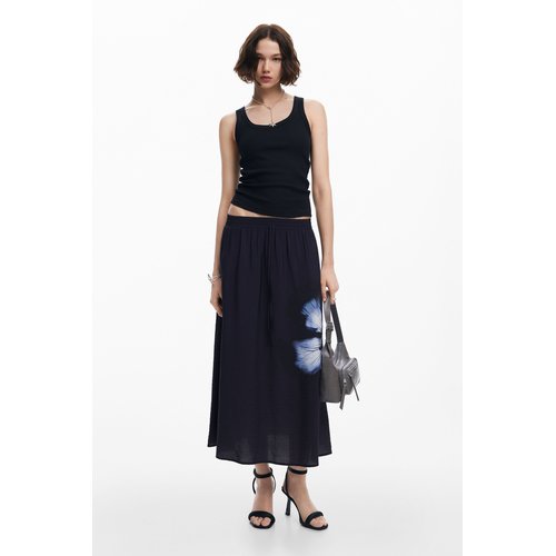 Jupe longue fleur noir Desigual La Redoute
