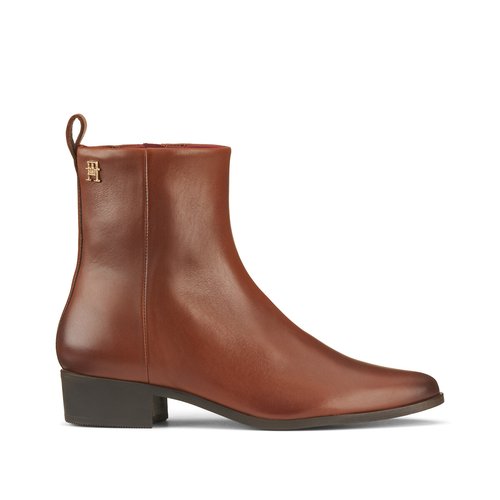 Leather cowboy boots with block heel Tommy Hilfiger La Redoute