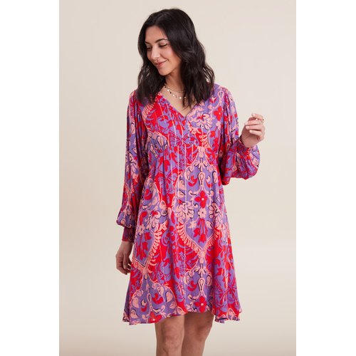 Robe evasee manches 3 4 rouge Breal La Redoute