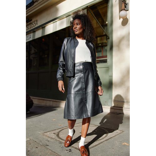Jupe longueur midi evasee uni jolene noir La Petite Etoile La Redoute