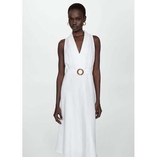 Robe lin ceinture blanc casse Mango La Redoute