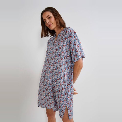 Chemise de nuit manches courtes imprimee certifiee ecovero et oeko tex kasbah Monoprix Lingerie La Redoute