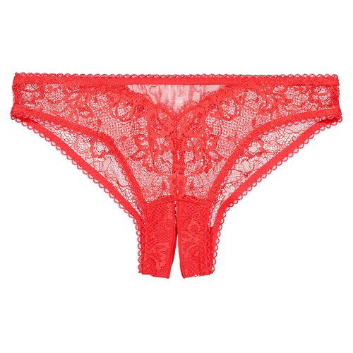 Slip tanga ouvert en dentelle rouge Suite Privee La Redoute