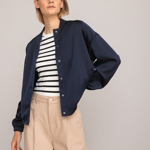 Blouson bomber en satin coupe ample bleu marine La Redoute Collections La Redoute