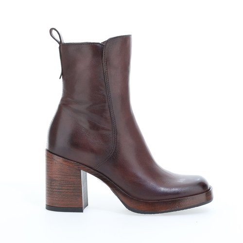 Bottines zippees en cuir bout carre cognac Mjus La Redoute