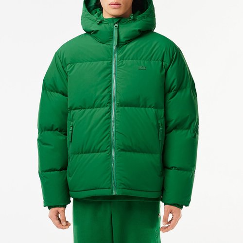 Doudoune chaude zippee a capuche Lacoste vert fonce La Redoute