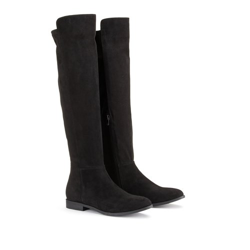 Recycled over the knee boots with flat heel black La Redoute Collections La Redoute