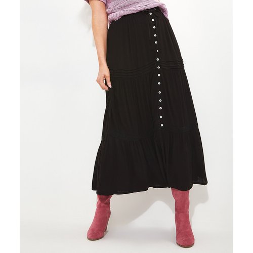 Ruffled midi skirt black Joe Browns La Redoute