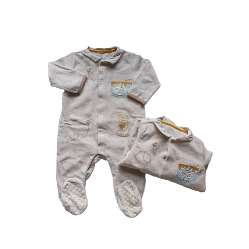 Pyjama Garçon Sergent Major 4 Ans - Velours Bleu Turquoise Thème Robot Fusée Spatiale - Très Bon état Occasion