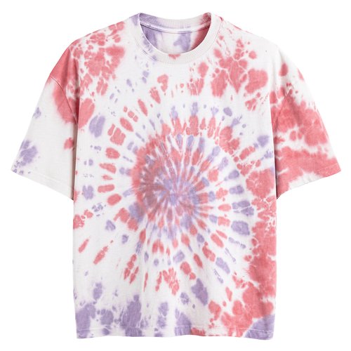 T shirt met ronde hals en korte mouwen tie and dye motief multicolor La Redoute Collections La Redoute