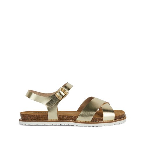 Leuca leather flat sandals gold coloured Geox La Redoute