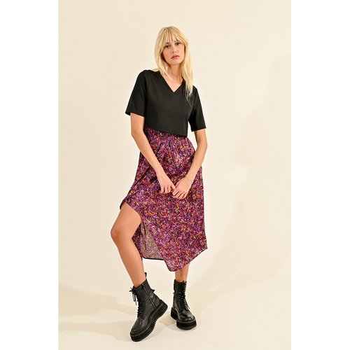 Robe longue en bi matiere noir Lili Sidonio La Redoute