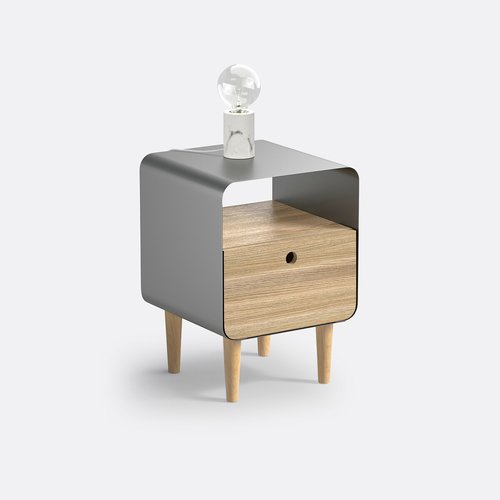 Comodino in stile retrò in legno massello con 2 cassetti, comodino piccolo stretto senza necessità di installazione, comodino semplice e moderno per