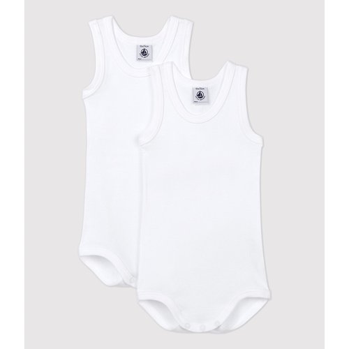 Lot de 2 bodies sans manches Petit Bateau blanc La Redoute