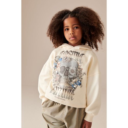 Sweat a capuche tete de mort sequins