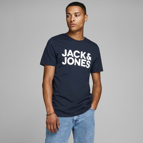 Corp big logo t shirt in cotton navy blue Jack Jones La Redoute