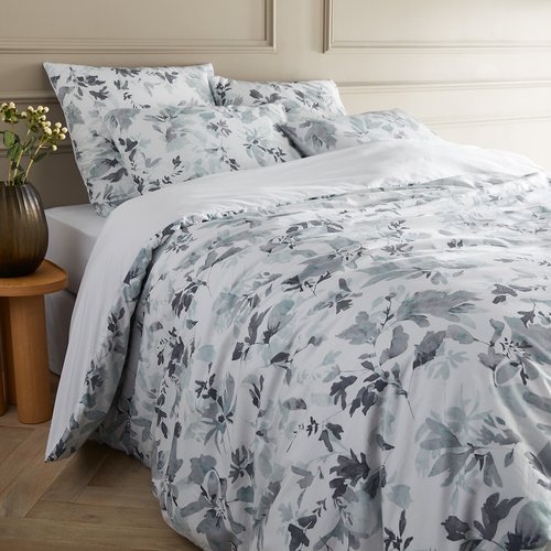 Housse de couette 240x220 + 2 taies plissée blanche - Blanc - 41.90