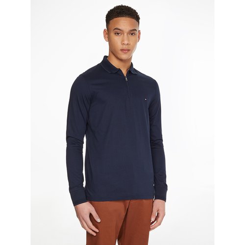 Polo manches longues slim col zippe Tommy Hilfiger bleu marine La Redoute