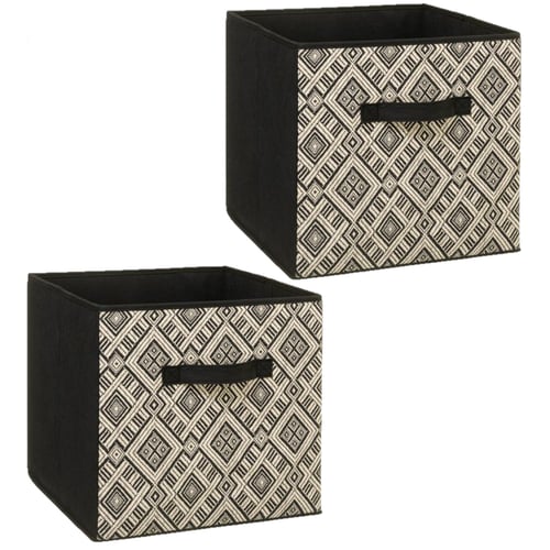Lot De 12 Boîtes De Rangement En Tissu Noir Avec Poignée - 31 X 15 X 15 Cm - Pliables