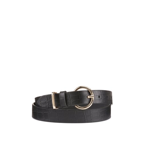 Ceinture en cuir a boucle La Redoute Collections imprime fond noir La Redoute