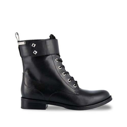 Boots cuir a lacets lucile noir Les Tropeziennes Par M Belarbi La Redoute