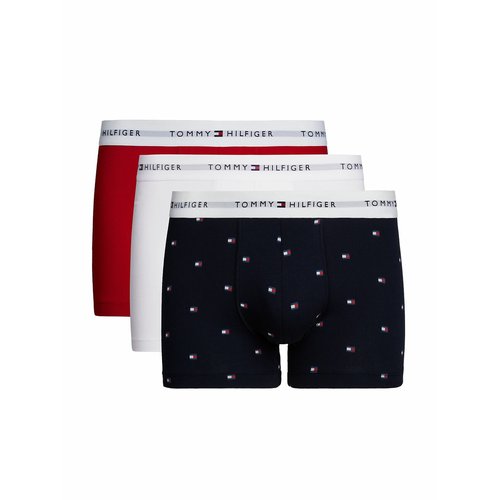 Lot de 3 boxers signature coton essential Tommy Hilfiger marine blanc rouge La Redoute