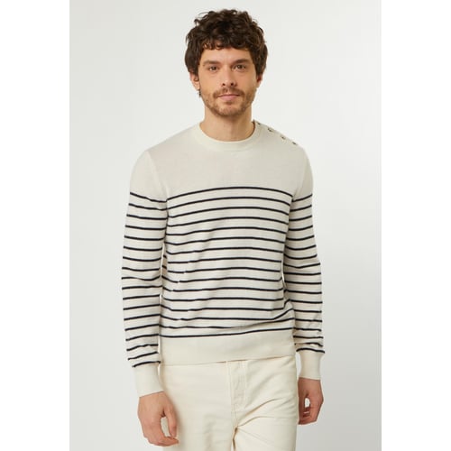 Pull Athleta Rayé Bleu Marine Et Blanc - Laine Mélangée - Coupe Décontractée - Taille XS - Occasion Très Bon état
