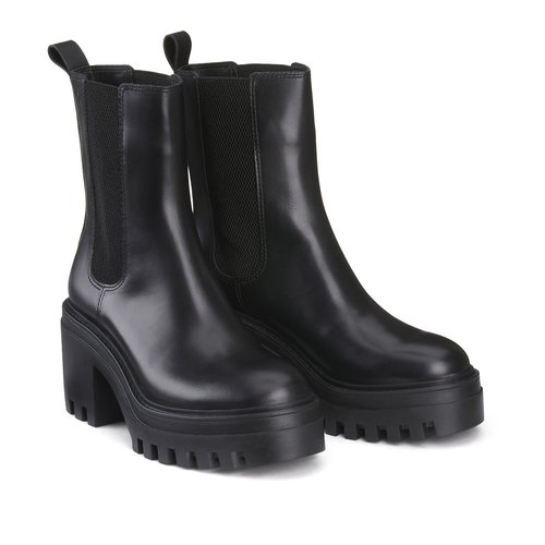 Chunky leather ankle boots black Calvin Klein Jeans La Redoute