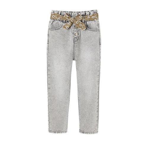 Jean paperbag avec ceinture à nouer best sale