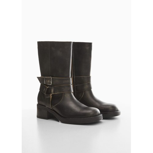 Bottes cuir boucle vert fonce Mango Teen La Redoute