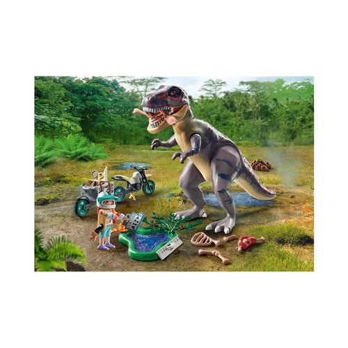 Figurine Playmobil Aventurier à Moto Avec T-shirt Vert - Compatible Dinos, Réf. 5237 / 30001103, Occasion