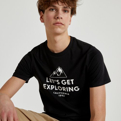 Lote de 2 camisetas de cuello redondo con mensaje blanco negro La Redoute Collections La Redoute
