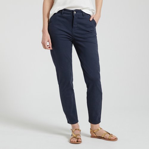 Cotton high waist chinos navy blue Only Petite La Redoute
