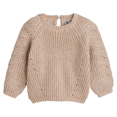 Chunky knit jumper sweater with crew neck beige La Redoute Collections La Redoute