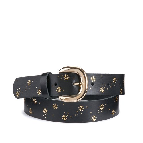 Ceinture cuir motifs etoiles coloris dore neomie noir Des Petits Hauts La Redoute