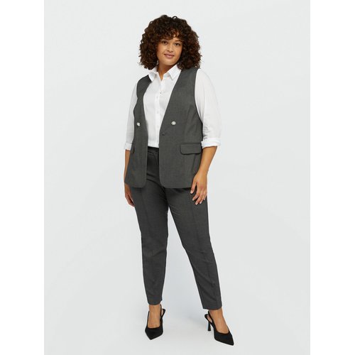 Pantalon droit gris chine avec bouton et fermeture eclair au centre gris Fiorella Rubino La Redoute