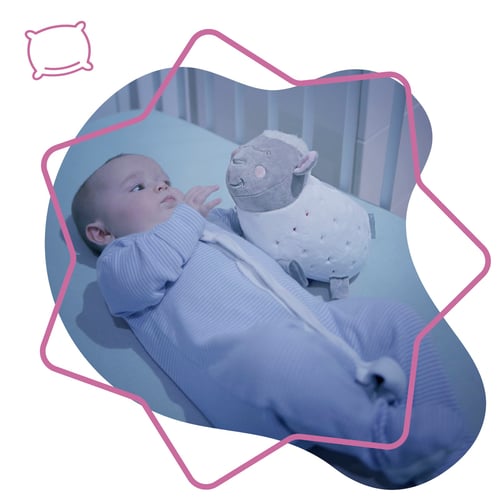 Veilleuse Bébé Badabulle Mouton Lulu - Projection Étoiles Et 12 Berceuses - Peluche Lavable - Arrêt Auto 30 Min