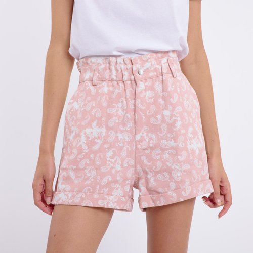 Short taille haute a fermeture boutonnee motif paisley cyrine rose Artlove La Redoute