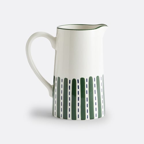 Carafe à Eau En Céramique Arés - Vase Avec Motif Porcelaine Vert 1100 Ml (19,5 X 15 X 9 Cm)