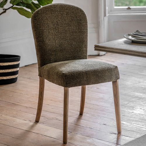 Hadleigh boucle dining chairs set of 2 moss green So home La Redoute