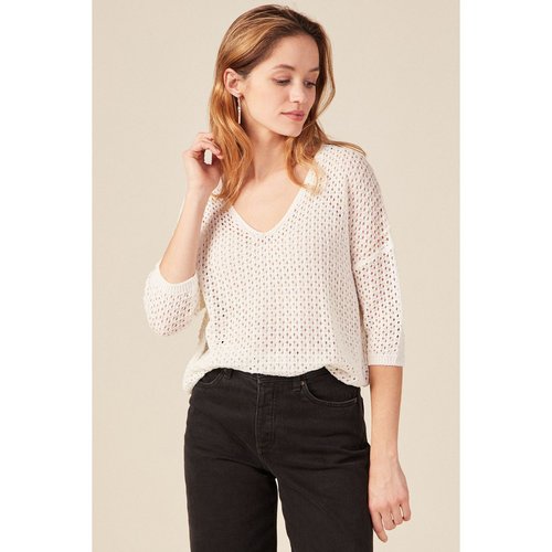 Pull col en v eco responsable ecru Bonobo La Redoute