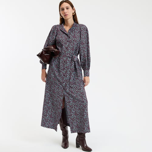 sachin and babi light blue dress Long Sleeve Maxi Dress for Women Sexy Wrap V Neck High Waist Flowy Dress  Jacquard Casual Fall Long Dresses with Belt Purple XL