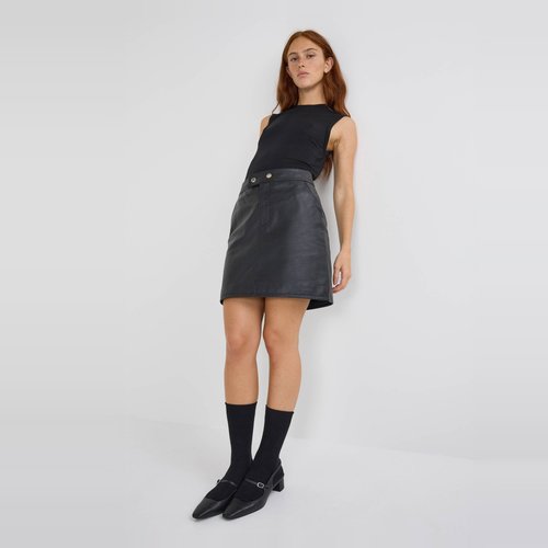 Jupe courte en cuir noir Monoprix La Redoute