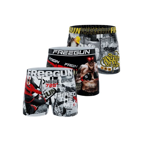 Boxers sport microfibre lot de 3 noir rouge blanc jaune Freegun La Redoute