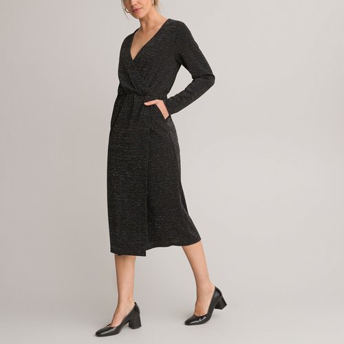Robe noire portefeuille manche longue top