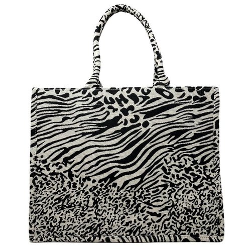 Grand sac cabas rigide en velours tisse zebra Oh My Bag La Redoute