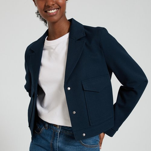 Ladies navy blue short jackets on sale